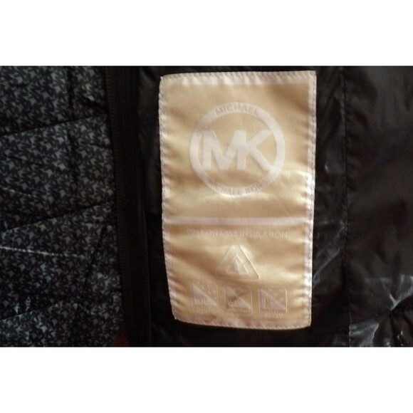 Michael Kors Packable Puffer Jacket Coat Hooded Signature All Over Print Medium - Picture 11 of 16
